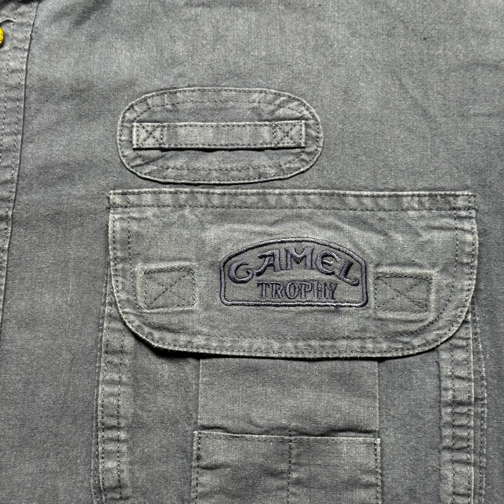 Camel Trophy Adventure Wear Shirt Mens XXL Blue Short Sleeve Utility Cotton Top - Picture 3 of 11